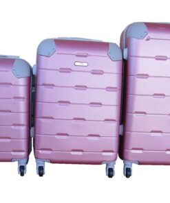 SMTE-3 Piece Hard Outer Shell Protected Luggage Set - (A-P) - Light Rose