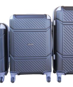 SMTE - 3 Piece Hard Outer Shell Quad Wheel Luggage Set - S-1-5 - Black