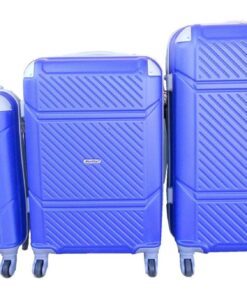 SMTE - 3 Piece Hard Outer Shell Quad Wheel Luggage Set - S-1-5 - Blue
