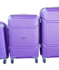SMTE - 3 Piece Hard Outer Shell Quad Wheel Luggage Set - S-1-5 - Purple