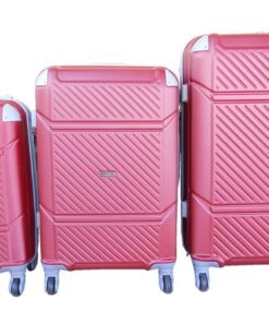 SMTE - 3 Piece Hard Outer Shell Quad Wheel Luggage Set - S-1-5 - Red