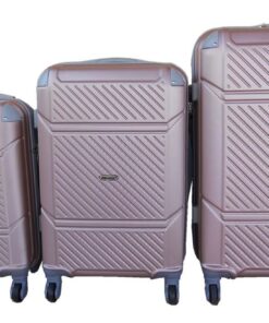 SMTE - 3 Piece Hard Outer Shell Quad Wheel Luggage Set - S-1-5 - Rose Gold