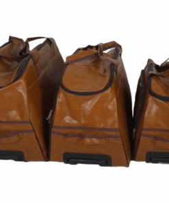 SMTE- 3 Piece Leather Hand luggage bags- Brown - Orange