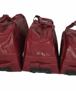 SMTE- 3 Piece Leather Hand luggage bags- Brown - Red