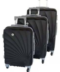 SMTE 3-Piece Spiral Travel Luggage Bag Set - Black