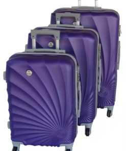 SMTE 3-Piece Spiral Travel Luggage Bag Set - Purple