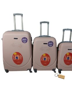 Smte -360 Degree Quad Wheel Luggage With Smte Bag tag - 3 Piece - Misty Rose