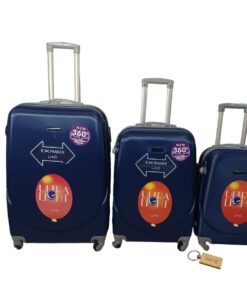 Smte -360 Degree Quad Wheel Luggage With Smte Bag tag - 3 Piece - Navy
