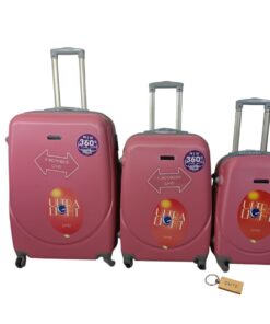 Smte -360 Degree Quad Wheel Luggage With Smte Bag tag - 3 Piece - Pink bubble Gum