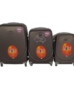 SMTE- 360 Lightweight Quad Wheel Quality Travel Ware-3 Piece Luggage Set - Brown