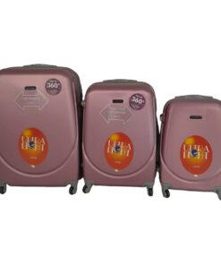 SMTE- 360 Lightweight Quad Wheel Quality Travel Ware-3 Piece Luggage Set - Pink