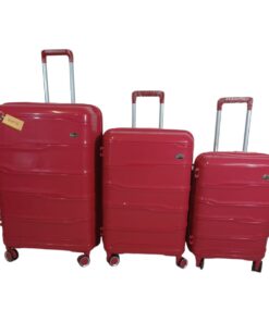 Smte - Elite New Dec Hard Outer Shell Luggage With Smte Bag Tag - 3 Piece - Cherry Red