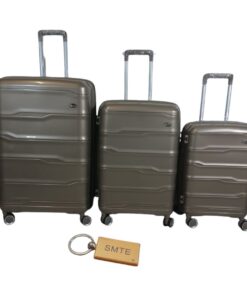 Smte - Elite New Dec Hard Outer Shell Luggage With Smte Bag Tag - 3 Piece - Coffee