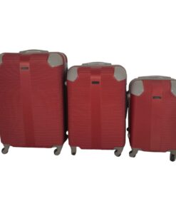 SMTE- Quad Wheel Quality Travel Ware-3 Piece luggage Set - Protected - Red