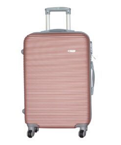 SMTE- Quality 1 Piece Hard Outer Shell Luggage Quad Wheel 73 cm - A-1 - Rose Gold