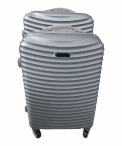 SMTE Quality 2 Piece Hard Outer Shell Travel Luggage BT-Type Suitcase Set - Silver