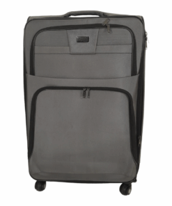 SMTE-Quality Trolley 1 Piece Fabric Travel Luggage Spinner Suitcase Set - Light Grey - 75 cm