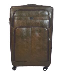 SMTE - Stylish Luggage 1PC PU Leather Travel Suitcase - Chocolate Brown - 75 cm