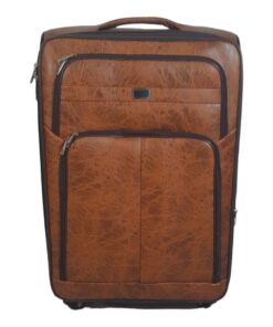 SMTE - Stylish Luggage Bag 1PC PU Leather Travel Suitcase - Light Brown - 65 cm