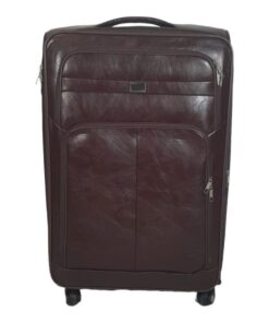SMTE - Stylish Luggage Bag Set of 1 PU Leather Travel Suitcase - Dark Brown - 75 cm