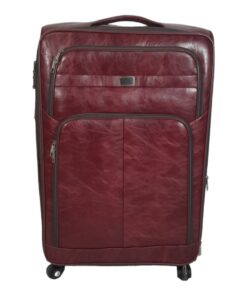 SMTE - Stylish Luggage Bag Set of 1 PU Leather Travel Suitcase - Red - 65 cm