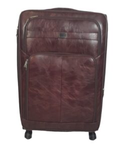 SMTE - Stylish Luggage Bag Set of 1 PU Leather Travel Suitcase - Red Brown - 65 cm