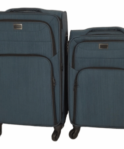 SMTE-Trolley 2 Piece Travel Luggage Spinner -Fabric - Blue