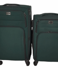 SMTE-Trolley 2 Piece Travel Luggage Spinner -Fabric - Green