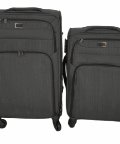 SMTE-Trolley 2 Piece Travel Luggage Spinner -Fabric - Grey
