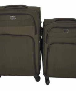 SMTE-Trolley 2 Piece Travel Luggage Spinner -Fabric - Khaki