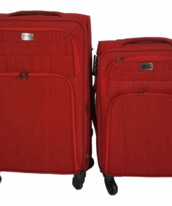 SMTE-Trolley 2 Piece Travel Luggage Spinner -Fabric - Red