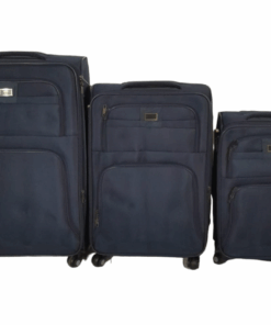 SMTE-Trolley 3 Piece Travel Luggage Spinner -Fabric - Black
