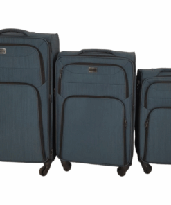 SMTE-Trolley 3 Piece Travel Luggage Spinner -Fabric - Blue