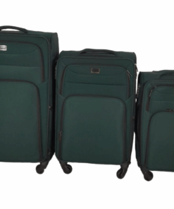 SMTE-Trolley 3 Piece Travel Luggage Spinner -Fabric - Green