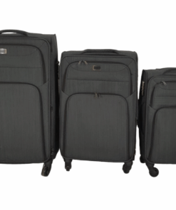 SMTE-Trolley 3 Piece Travel Luggage Spinner -Fabric - Grey
