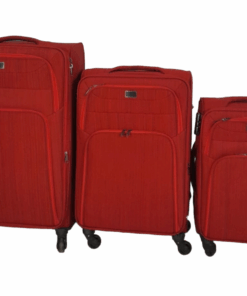 SMTE-Trolley 3 Piece Travel Luggage Spinner -Fabric - Red