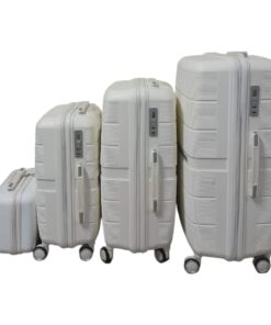 SMTE - Unbreakable Polypropylene 4 Wheel Luggage Set - White