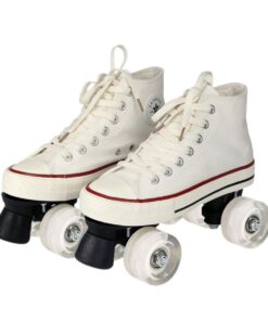Sneaker Roller Skates PU Clear Wheels With Bag - White - UK 8