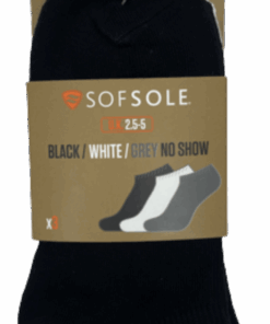 Sof Sole 3-pack No Show Socks in Recycled Yarn - Grey, White - 10