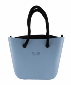 Sofii Designer Tote Handbag - Blue-Black - Black Rope