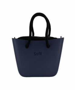 Sofii Designer Tote Handbag - Navy- Black- Black Rope