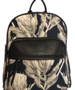 Soft Canvas Floral Laptop Backpack - Black