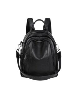 Soft PU Leather Youth Medium Backpack Shouder Travel Bag with Pendant -4