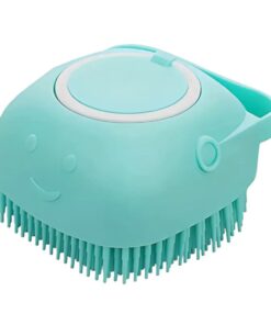Soft Silicone Dog And Cat Bath Brush With Shampoo Dispenser- Blue