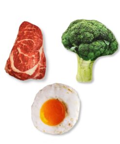 Soft Squeaky Pet Toy Set - Broccoli, Steak and Egg - Mixed