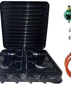 Sokany - 4 Plate Gas Stove with Cover + Regulator Set
