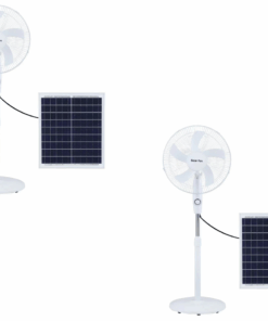 Solar DC 16 Inch Pedastle Recheargable Fan 12000Mah Pack Of 2 With Panel