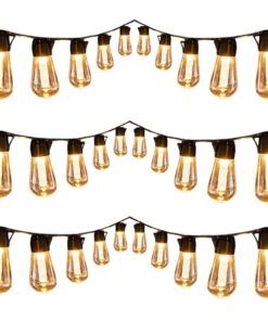 Solar Powered Weather Resistant LED String Bulbs - 10 Meters - Warm Yellow