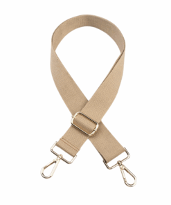 Solid Interchangeable Bag Strap with Gold Clips - Beige