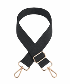Solid Interchangeable Bag Strap with Gold Clips - Black